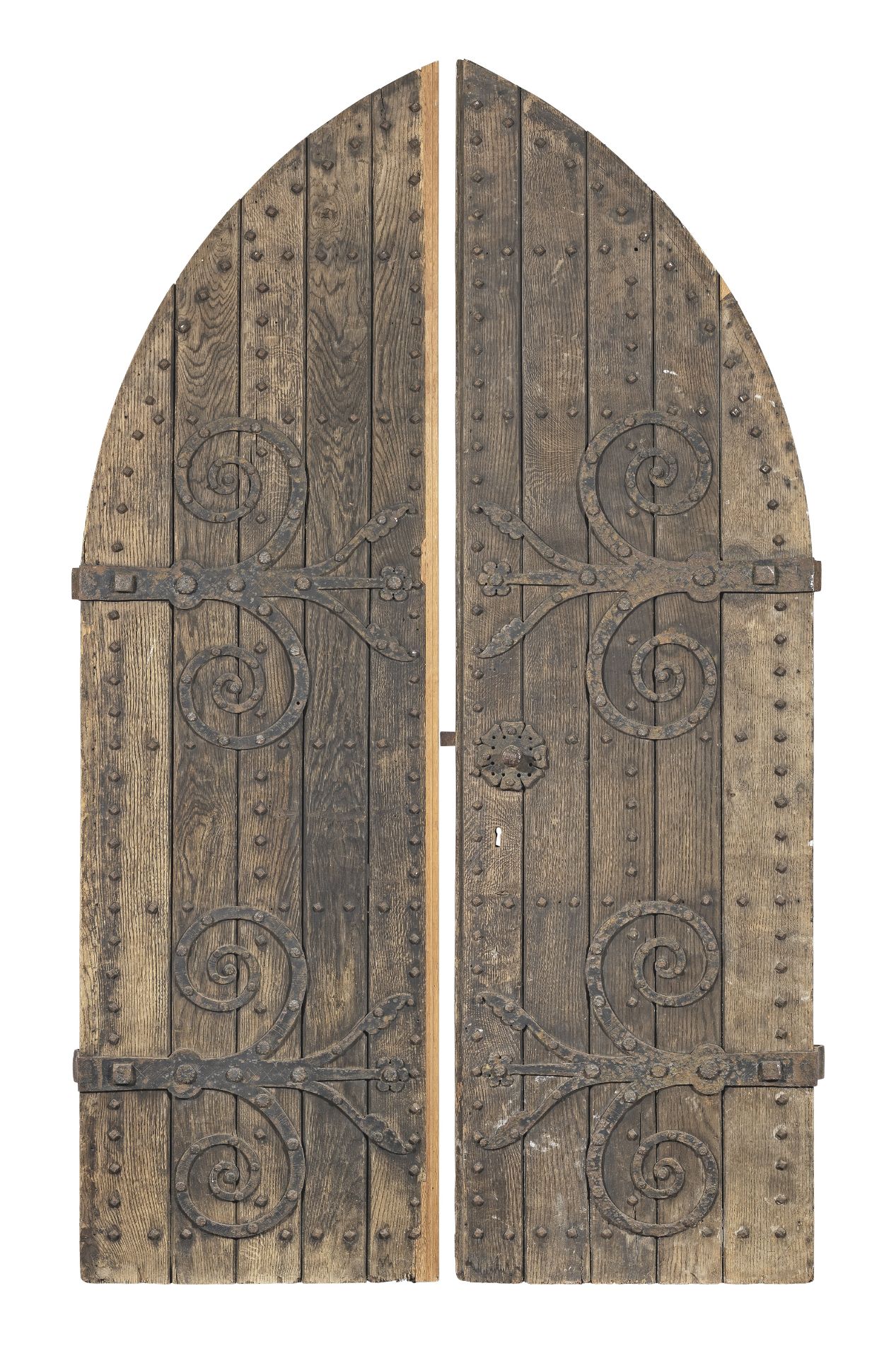 An impressive pair of Gothic-Revival oak doors