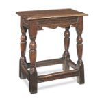 A Charles II oak joint stool, circa 1660 and later