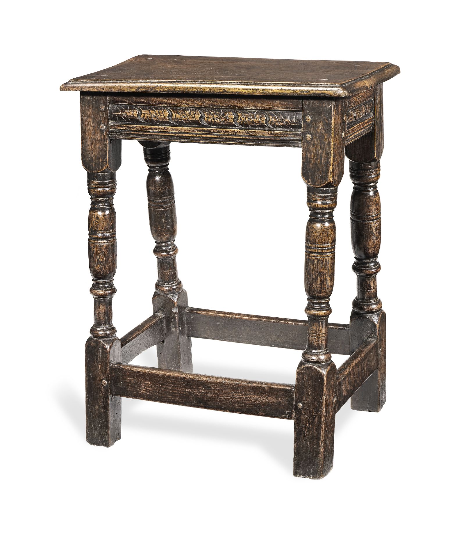 A Charles I oak joint stool, circa 1630