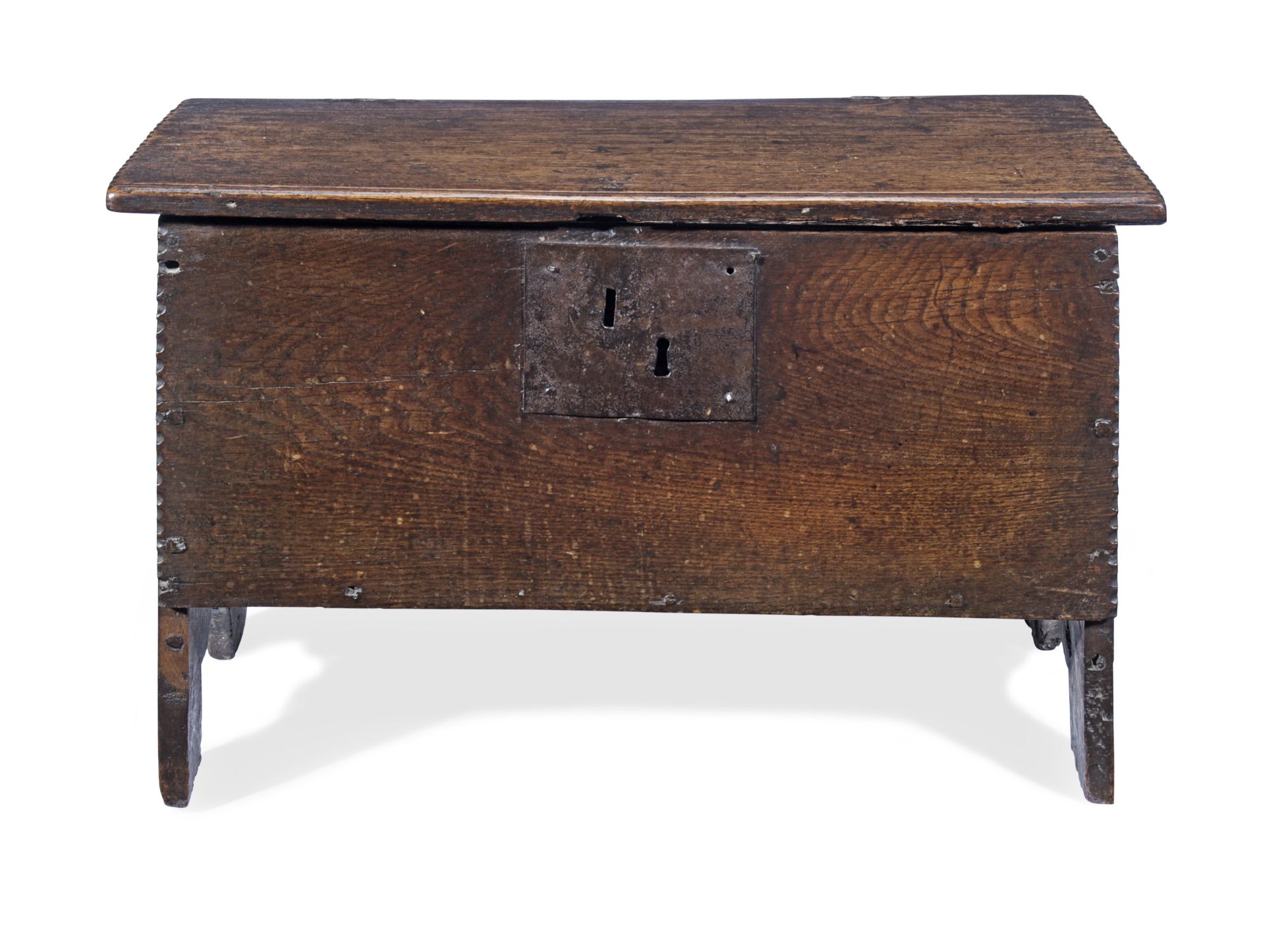 A small Charles I boarded oak chest, West Country, circa 1640