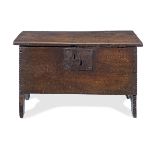 A small Charles I boarded oak chest, West Country, circa 1640