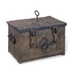 A small 17th century iron strongbox, German