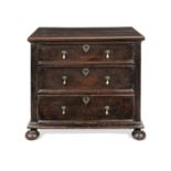 A small William & Mary joined oak chest of drawers, circa 1700