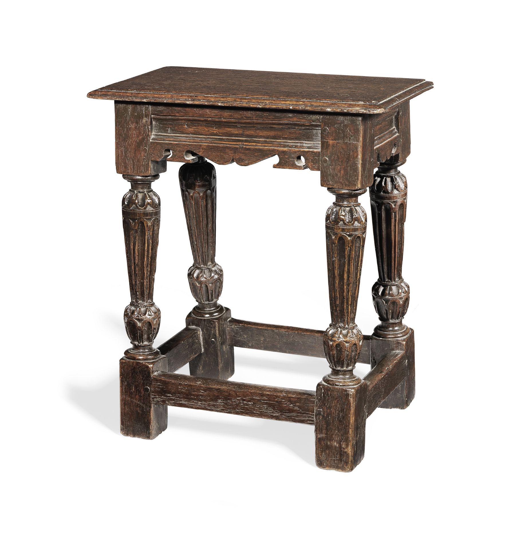 A rare Elizabeth I oak joint stool, circa 1590