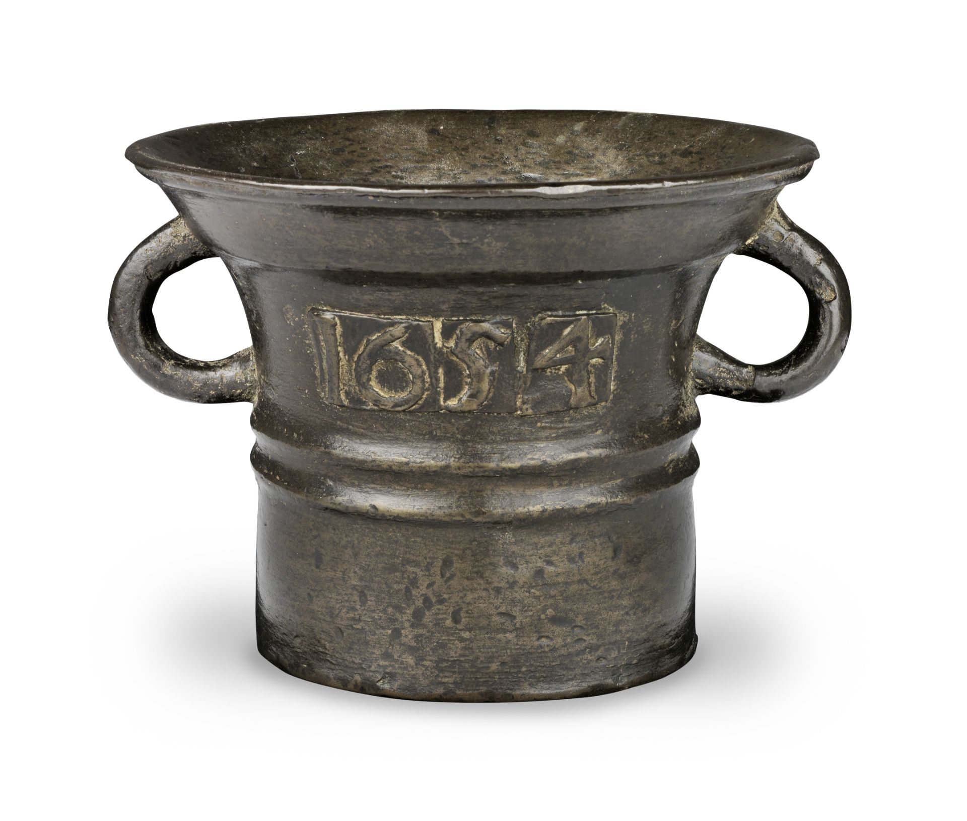 A Commonwealth leaded bronze mortar, dated 1654 Probably William Cuerdon (fl.1652-78) of Doncaste...