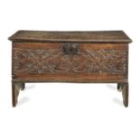 A small Charles I boarded oak chest, West Country, circa 1630