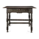 A Charles II joined oak side table, circa 1670