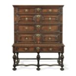 A William & Mary joined oak and fruitwood chest-on-stand, circa 1690