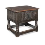 A rare James I/Charles I joined oak box stool, circa 1620-30