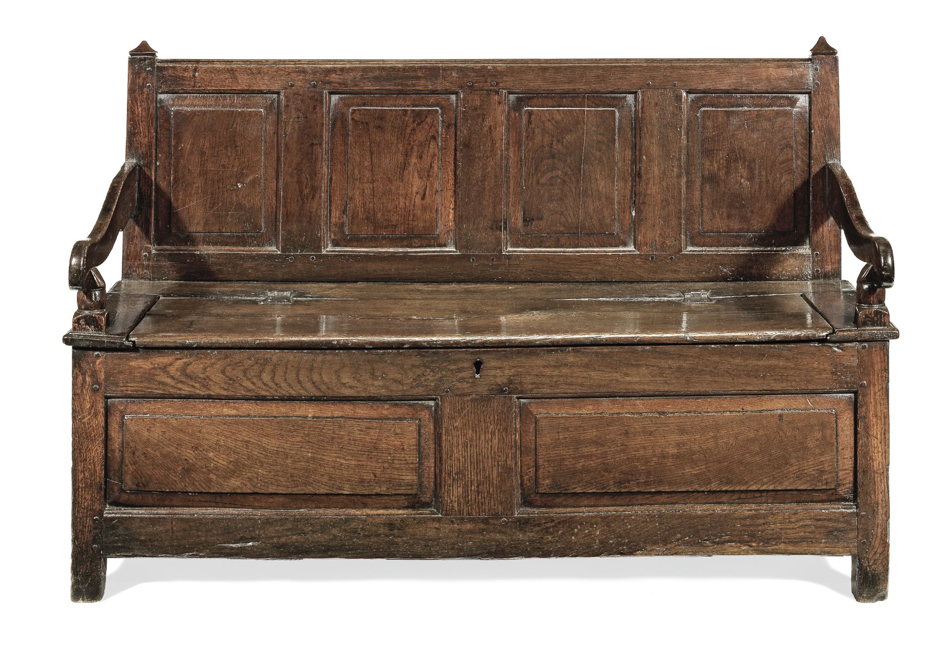 A joined oak box-settle, Cheshire/Lancashire, circa 1700-20