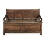 A joined oak box-settle, Cheshire/Lancashire, circa 1700-20