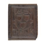 A James I/Charles I carved oak armorial panel, dated 1625