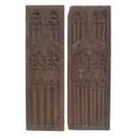 Two tracery-carved oak panels, French (2)