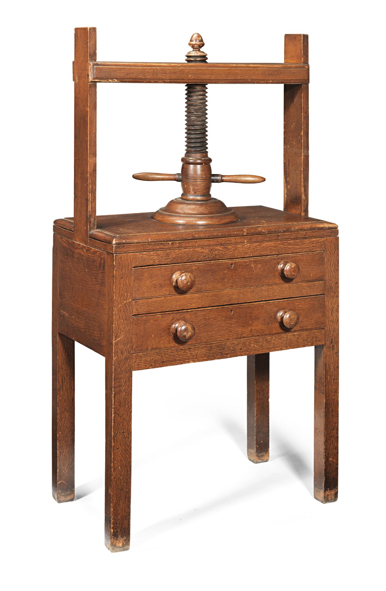 A 19th century scumbled beech and possibly birch linen-press