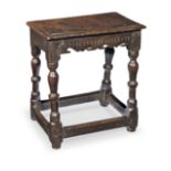 An interesting Charles I oak joint stool, circa 1640