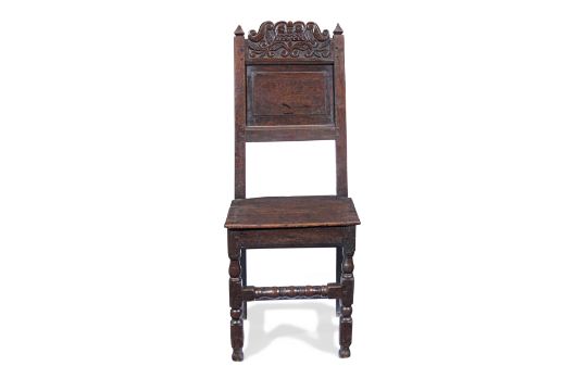 A Charles II joined oak backstool, circa 1680