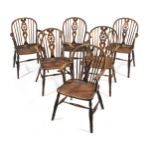 A harlequin set of six beech, ash, fruitwood and elm Windsor armchairs (6)