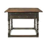 A Charles II joined oak side table, with a rare drawer arrangement, circa 1660