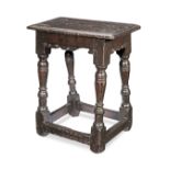 A rare and good Elizabeth I oak joint stool, circa 1580