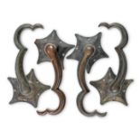 Four copper alloy door handles (4)