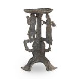 An interesting Romanesque cast pewter candlestick, Sandbacks, nr. Bruge