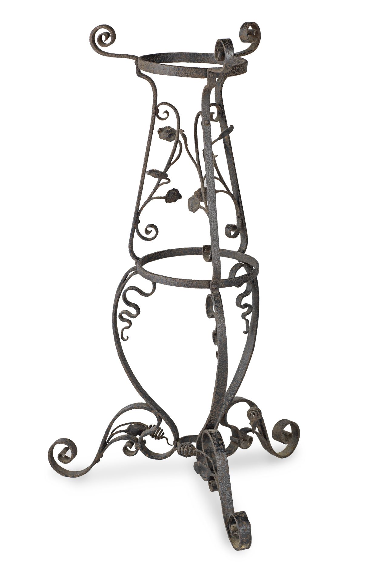 A wrought iron brazier stand