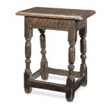 A rare and fine James I oak joint stool, Salisbury, circa 1620 In the manner of the Beckham famil...