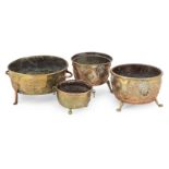 Four late 19th/early 20th century brass and copper jardinières, Dutch and English (4)