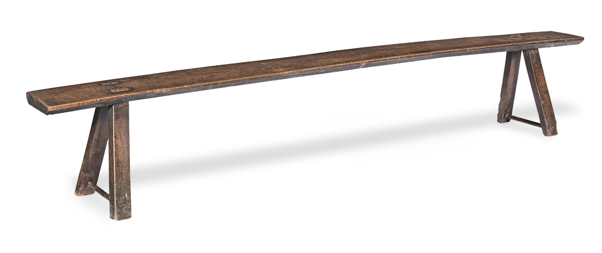 An 18th century ash long bench, English