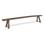 An 18th century ash long bench, English