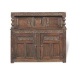 A Charles I joined oak and inlaid court cupboard, Yorkshire/Derbyshire, circa 1640