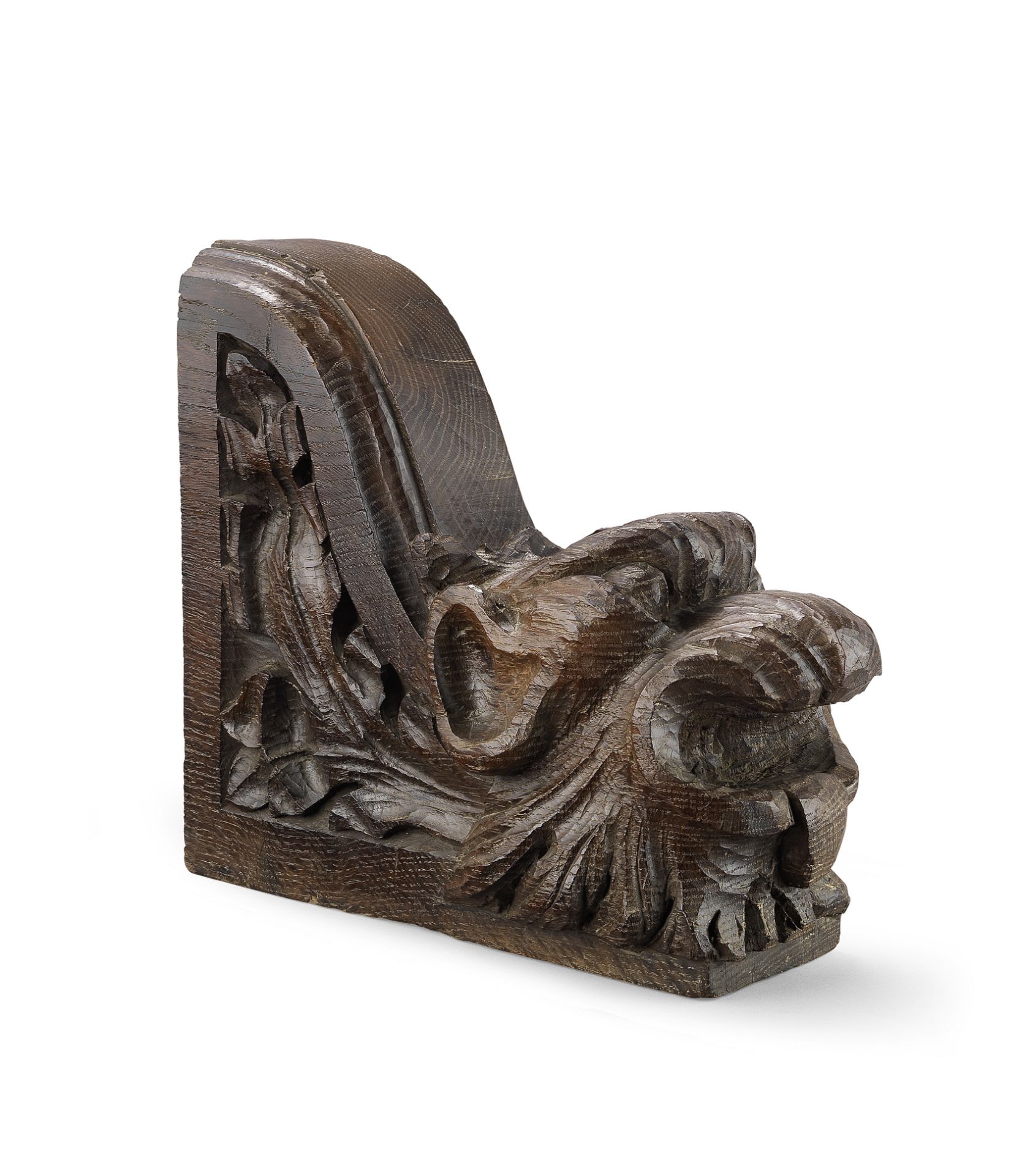 A 19th century oak lion-carved corbel