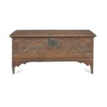 A Charles II oak boarded chest, dated 1684