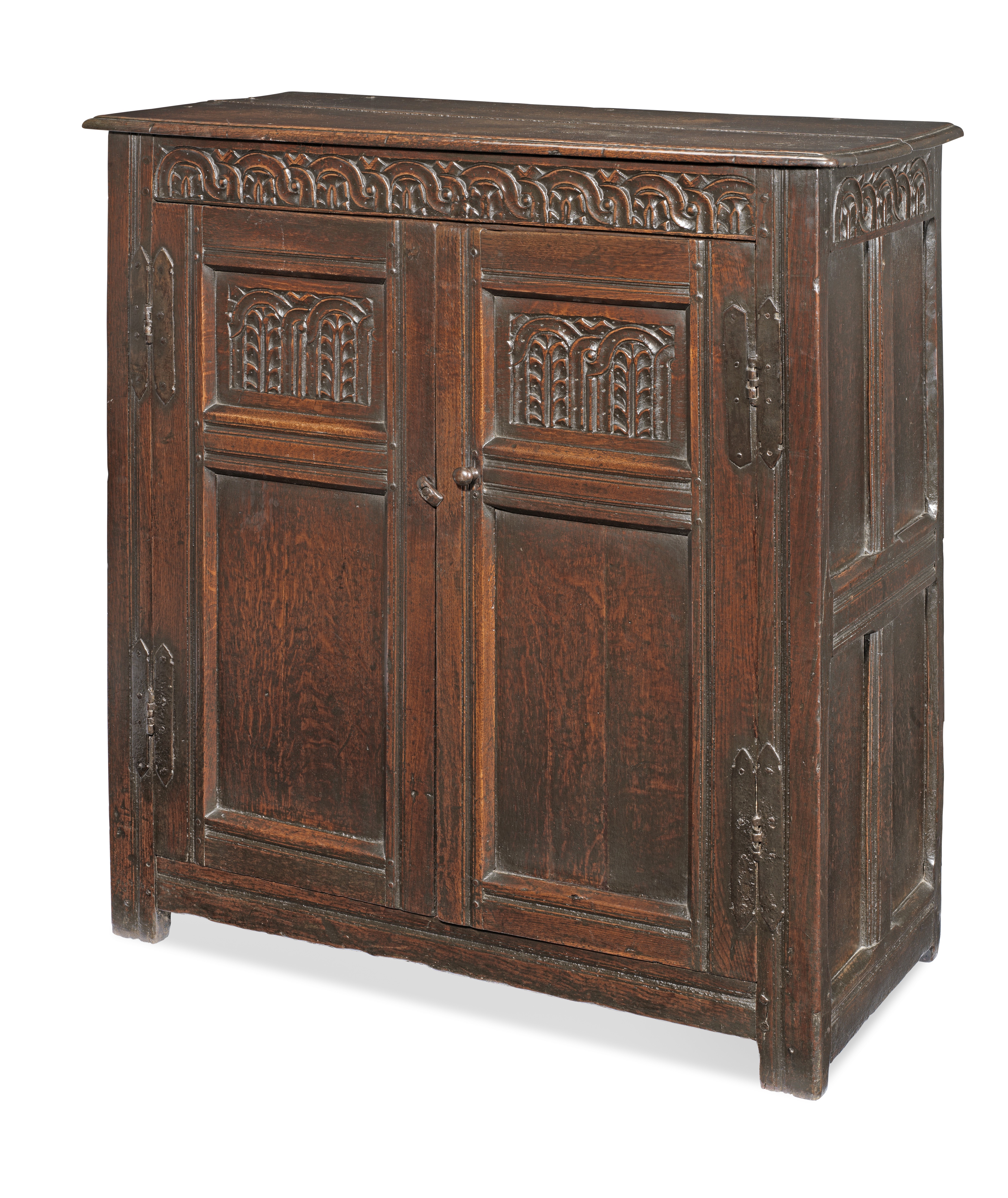 A good Charles I joined oak livery cupboard, West Country, circa 1640