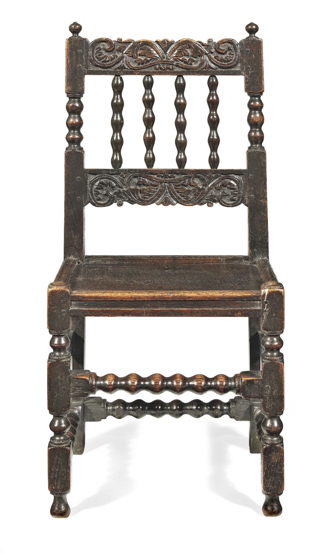 A Charles II joined oak spindle-back chair, North Country, circa 1680