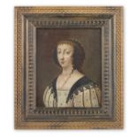 Circle of Theodore Russell (London 1614-1689) A portrait of a lady, head and shoulders, with dark...