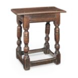 A Charles I oak and elm joint stool, circa 1630