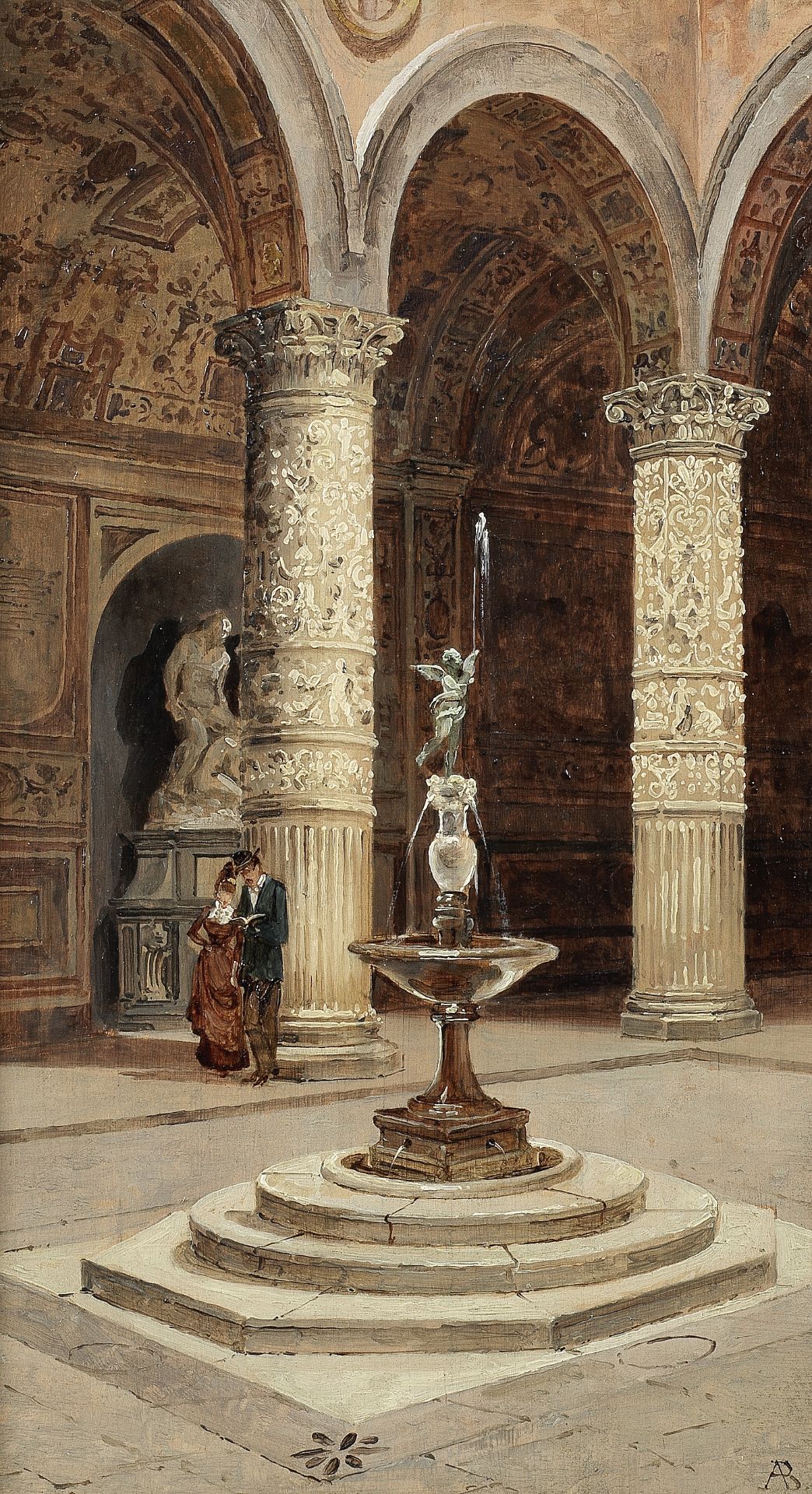 Antonietta Brandeis (Czech, 1849-1926) The courtyard of the Palazzo Vecchio