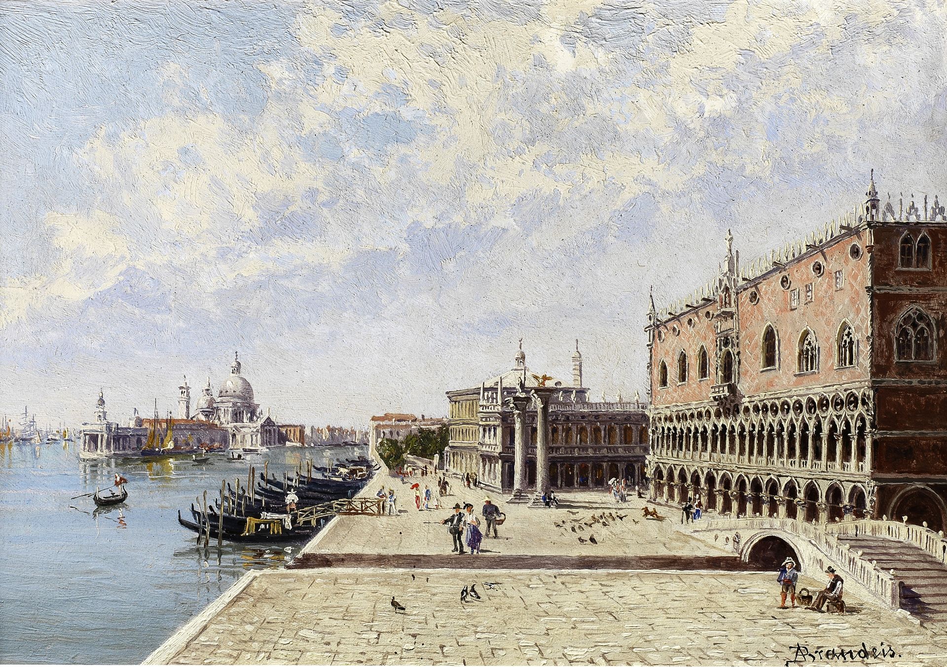 Antonietta Brandeis (Czech, 1849-1926) The Riva degli Schiavoni and the Doge's Palace