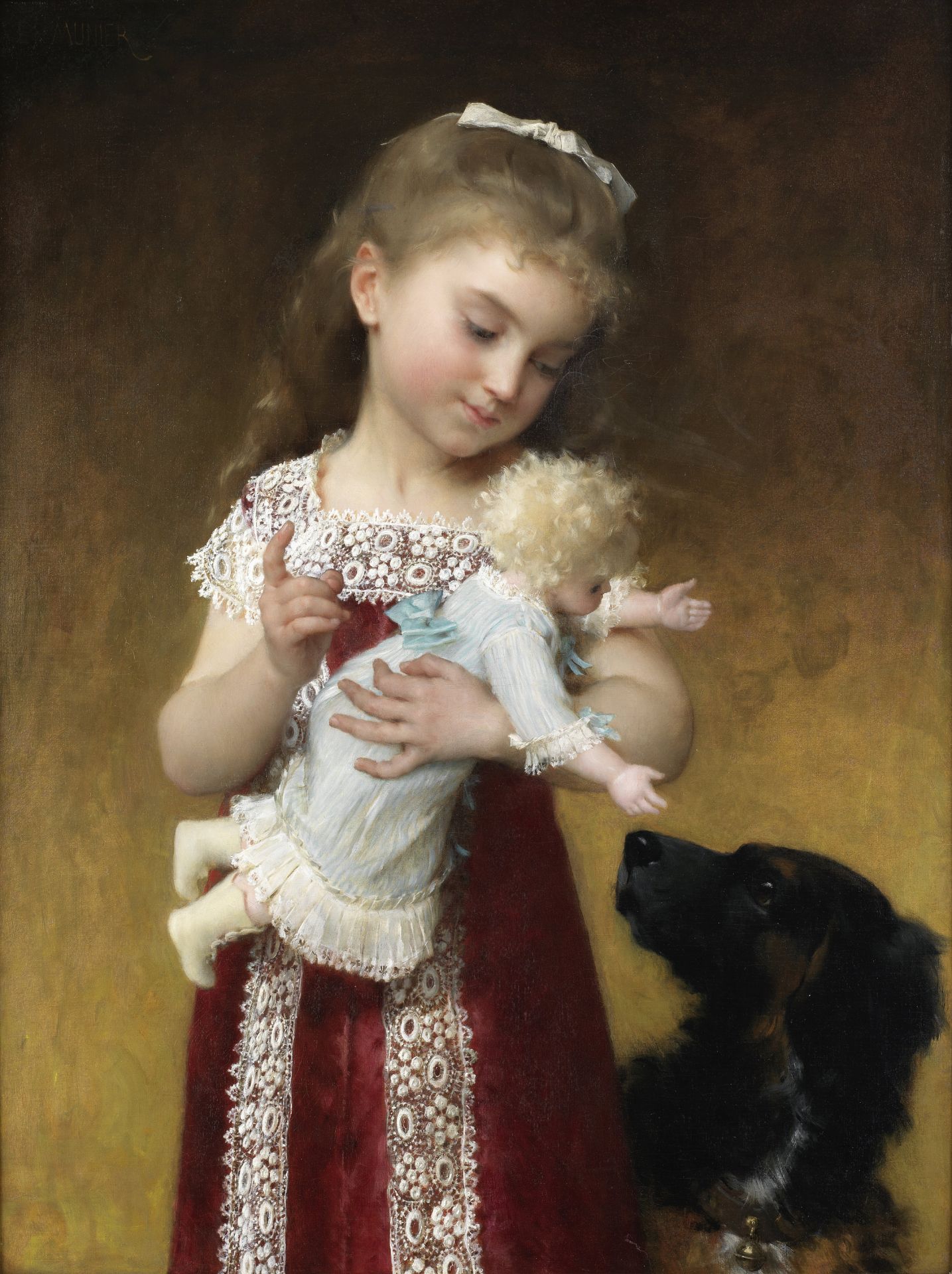 Emile Munier (French, 1840-1895) La jeune fille et la poupée