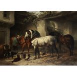Wouter Verschuur (Dutch, 1812-1874) Horses in a Stableyard