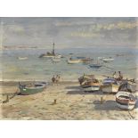 Edward Seago, RWS, RBA (British, 1910-1974) Sardine boats, Cascais, Portugal