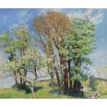 Dame Laura Knight, RA, RWS (British, 1877-1970) Spring landscape (with an oil study for Flying th...