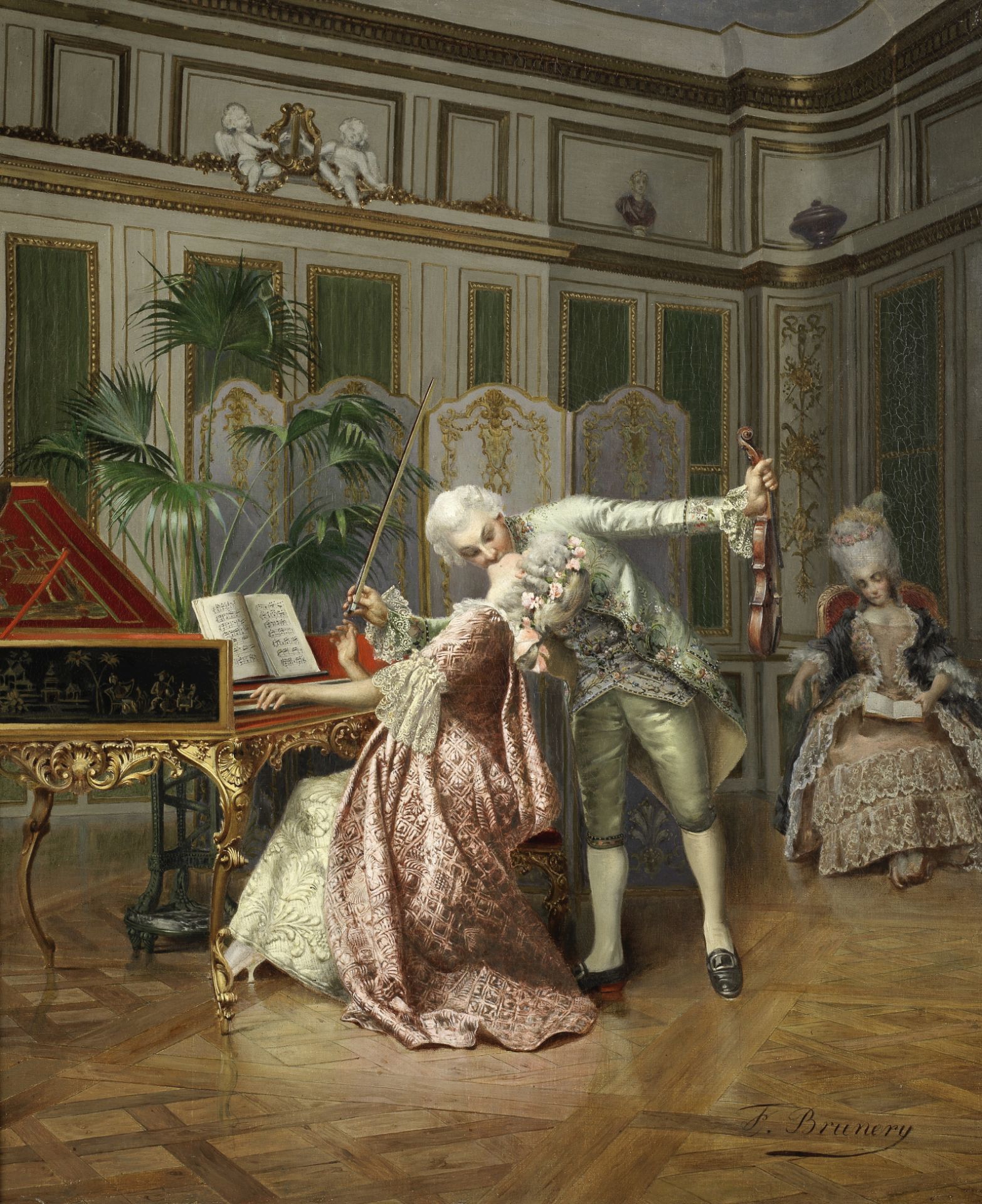 François Brunery (Italian, 1849-1926) The Stolen Kiss