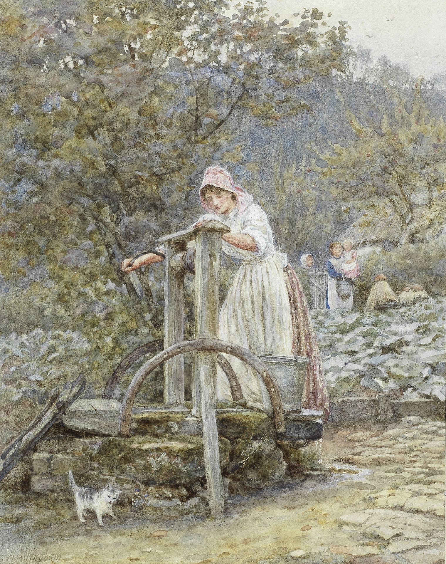 Helen Allingham, RWS (British, 1848-1926) Fetching water