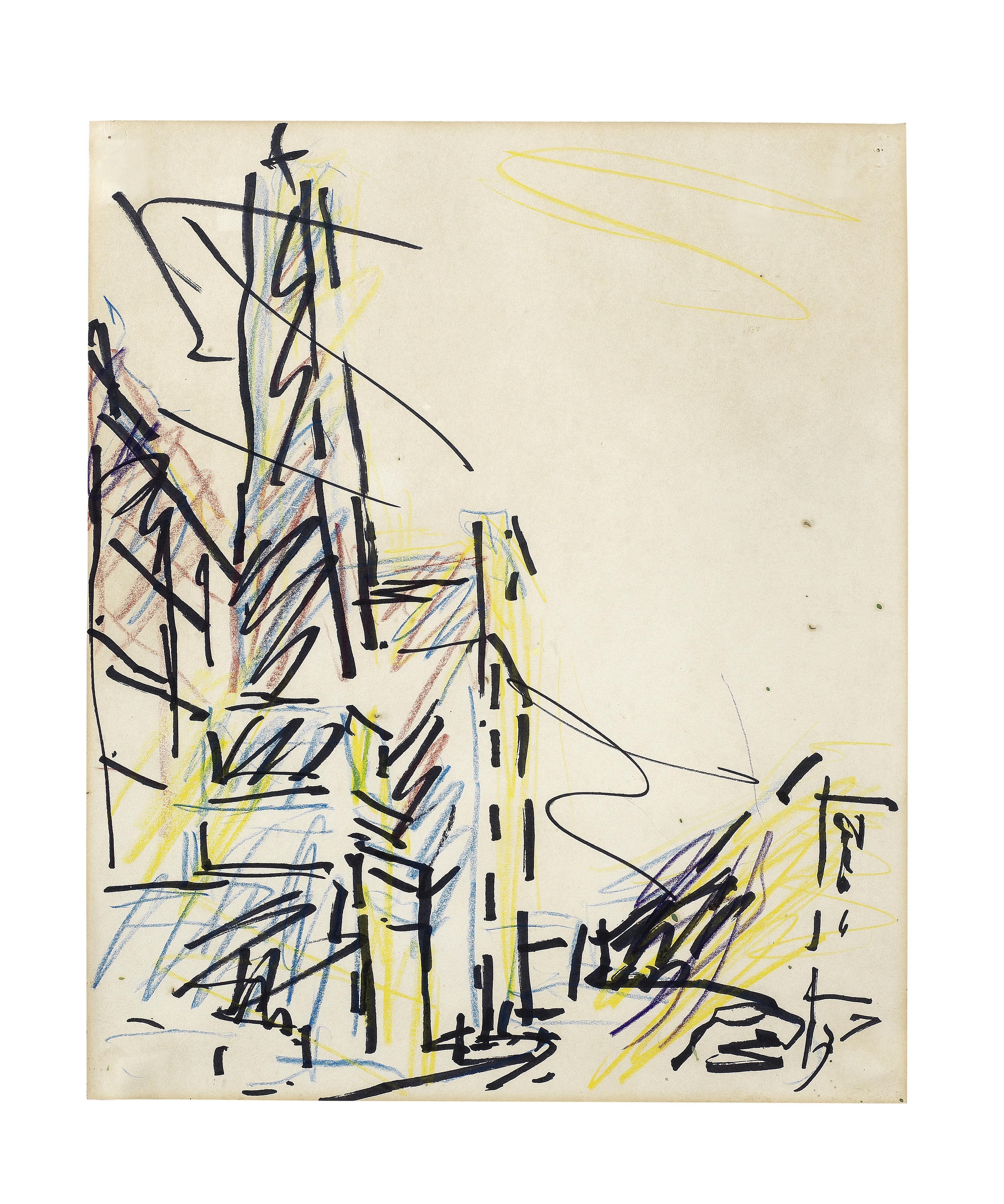 Frank Auerbach (British, born 1931) Study for Chimney on Mornington Crescent 1987-1988