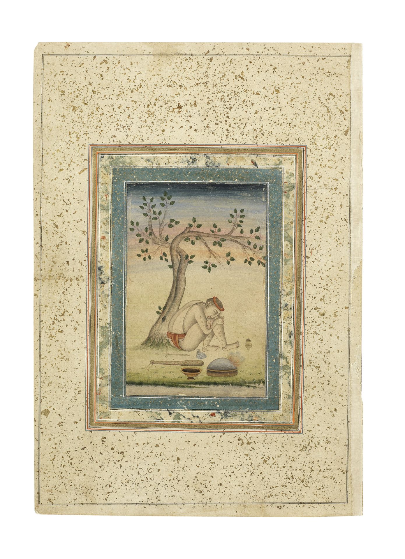 A fakir seated beneath a tree cooking Provincial Mughal, Deccan, 18th Century