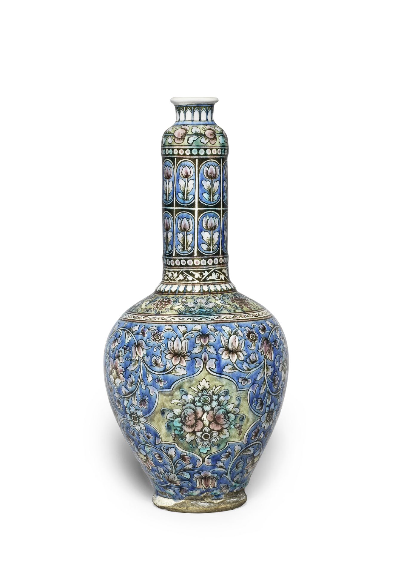 A Qajar underglaze-painted pottery vase Persia, circa 1880