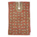 An Ottoman silk and metal thread-embroidered wool barber's apron Turkey, second half of the 18th ...