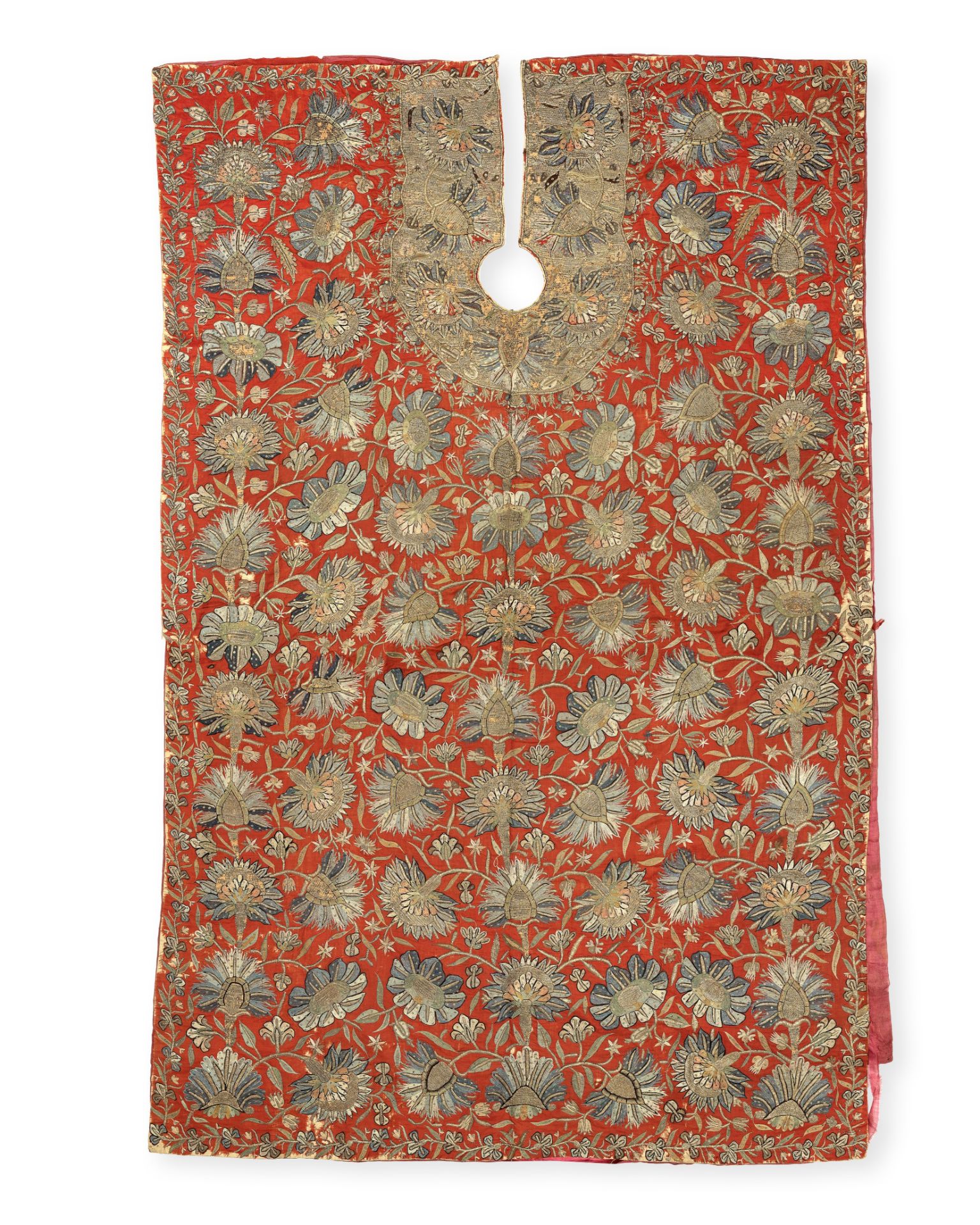 An Ottoman silk and metal thread-embroidered wool barber's apron Turkey, second half of the 18th ...